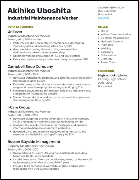 maintenance resume example|7 Maintenance Worker Resume Examples that Work in 2024 .